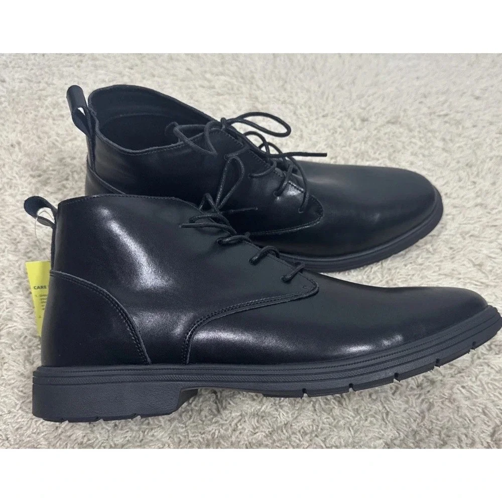 Orthocomfoot Black Orthopedic Leather Chukka Boots Mens 12M Arch Support Comfort